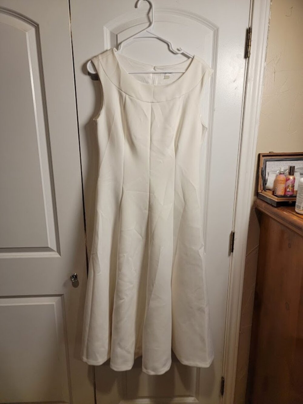 Calvin Klein White Sleeveless A-Line Midi Dress Size 10